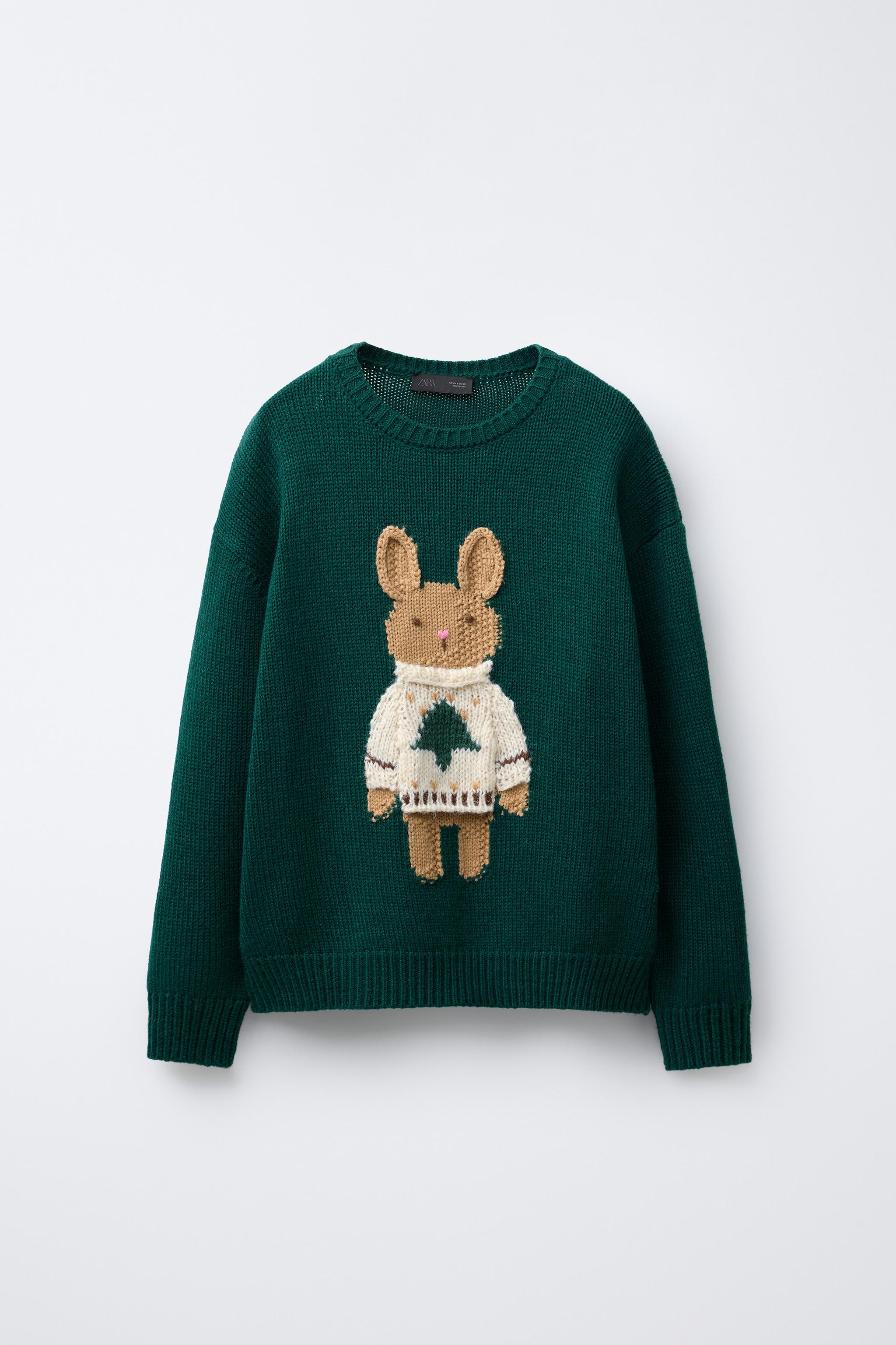 EMBROIDERED BUNNY WOOL KNIT JUMPER